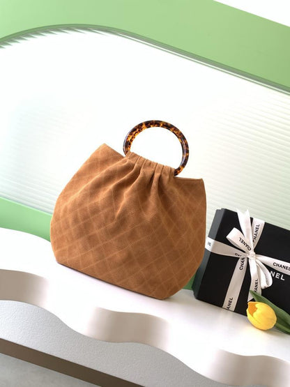 Suede Top Handle Bag