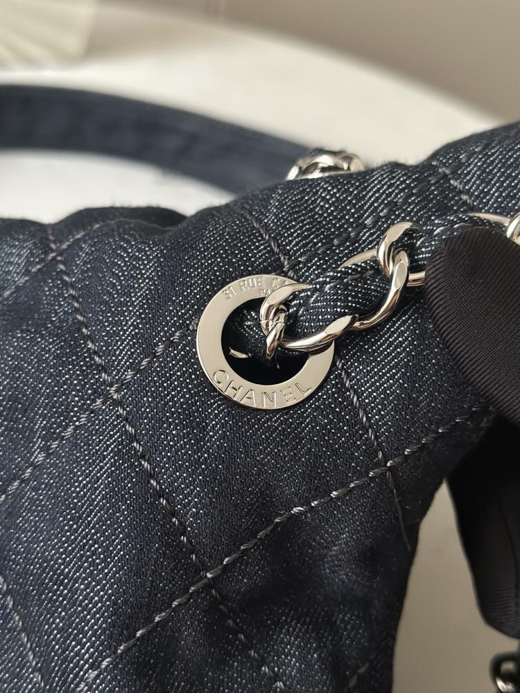 Silver Denim Crossbody Bag