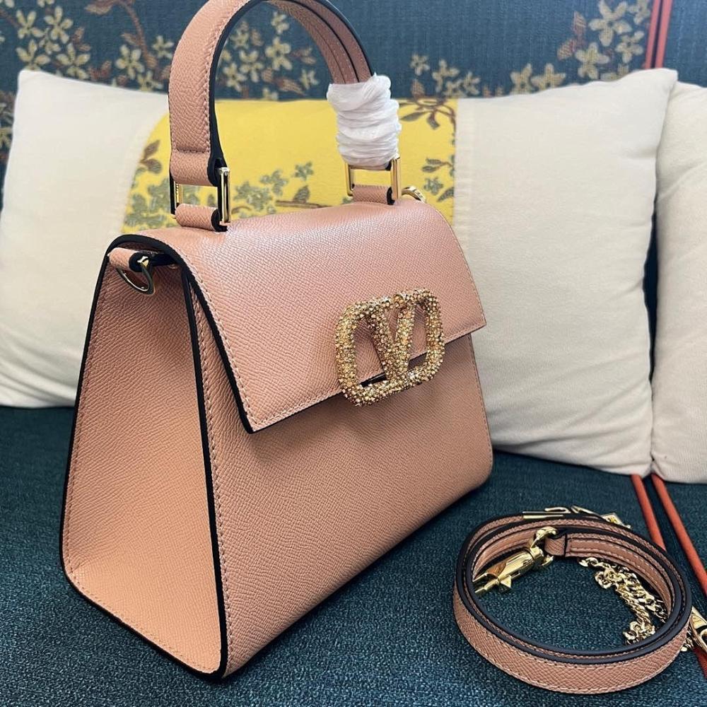 Luxury Stylish Crystal-Embellished Calfskin Shoulder Bag