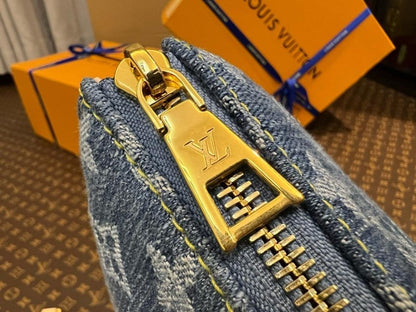 Italian-Inspired Luxury Blue Woven Denim Shoulder Bag