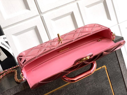 Gold Leather Top Handle Bag