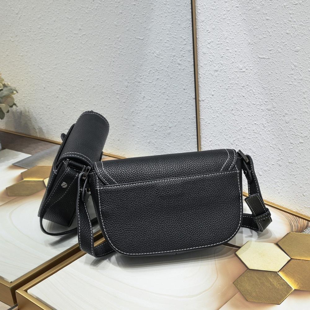 Stylish Refined Black Calfskin Shoulder Bag