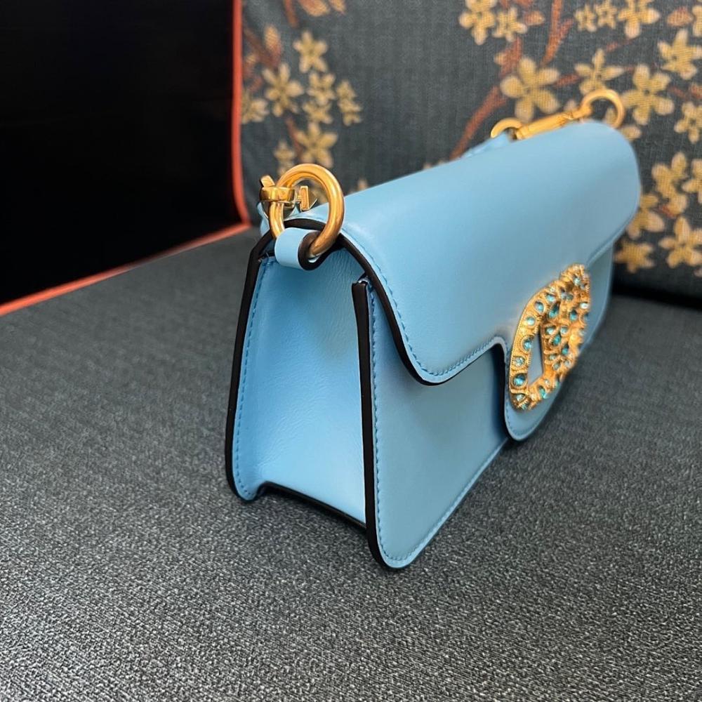 VLogo Signature Crystal-Embellished Calfskin Shoulder Bag