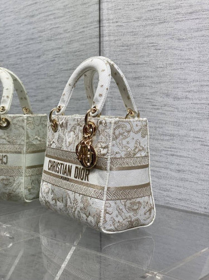 Gold Embroidered Top Handle Bag