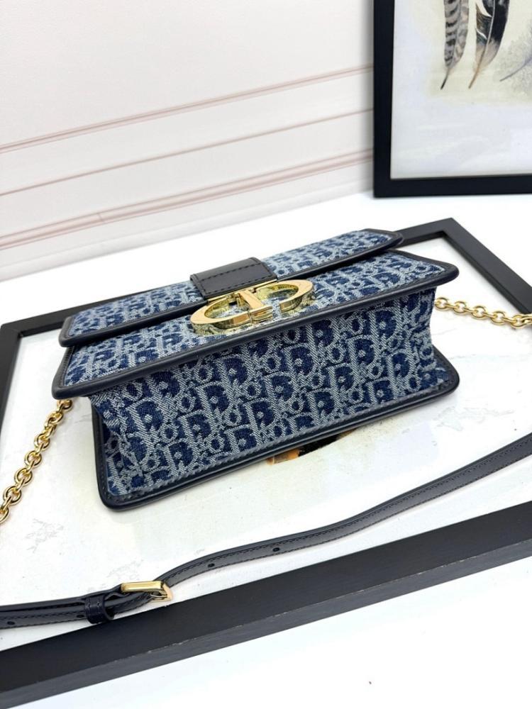 Elegant Refined Blue Calfskin Shoulder Bag