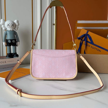 Diane Embroidered Denim Shoulder Bag