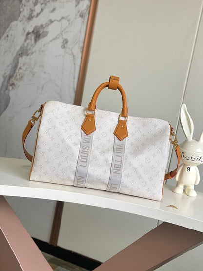 Keepall Monogram Leather Travel Bag