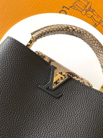Gold Leather Top Handle Bag