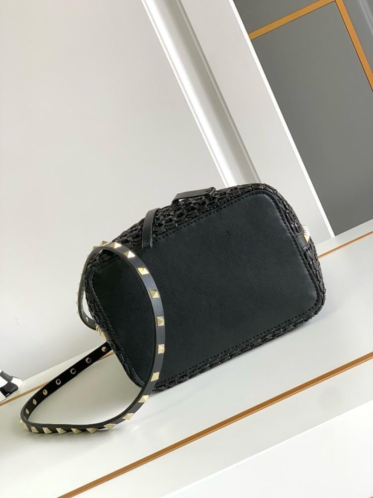 Modern Luxury Studded Raffia Bucket Bag
