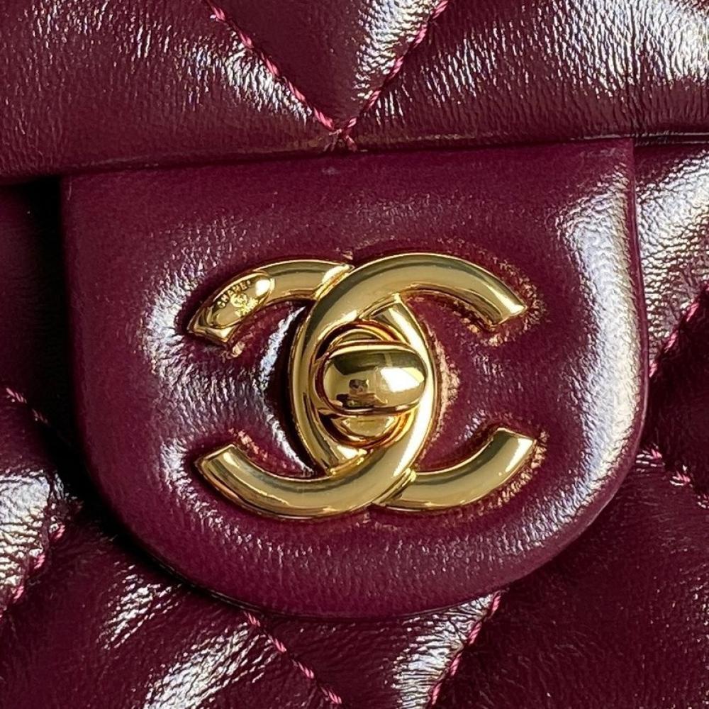 Elegant Lambskin Top Handle Bag