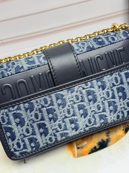 Modern Refined Blue Jacquard Shoulder Bag