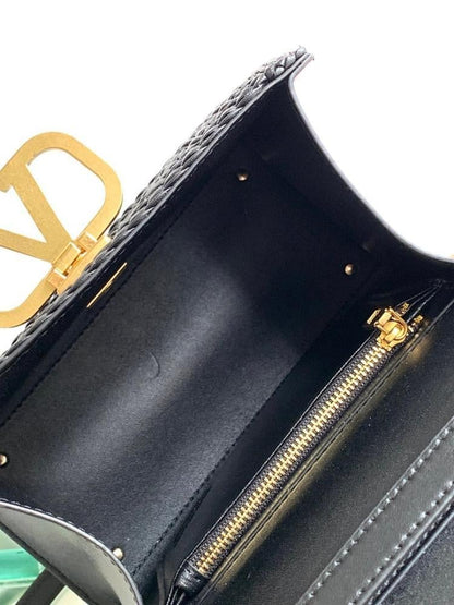 Classic Italian-Inspired Gold Woven Leather Shoulder Bag