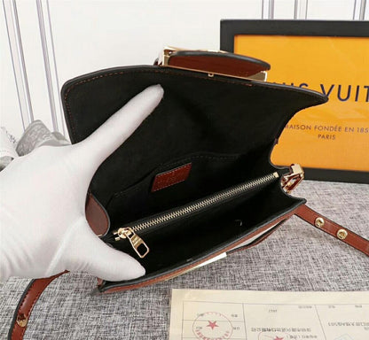Dauphine Black Calfskin Shoulder Bag