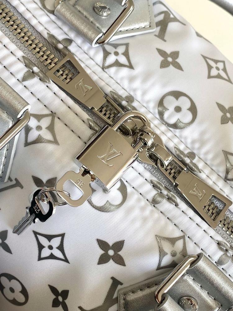 Modern Elegant Silver Nylon Crossbody Bag
