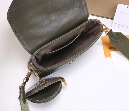 Modern Luxury Gold Embroidered Calfskin Shoulder Bag