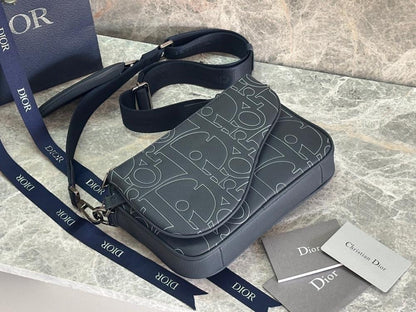 Luxury Elegant Blue Leather Shoulder Bag