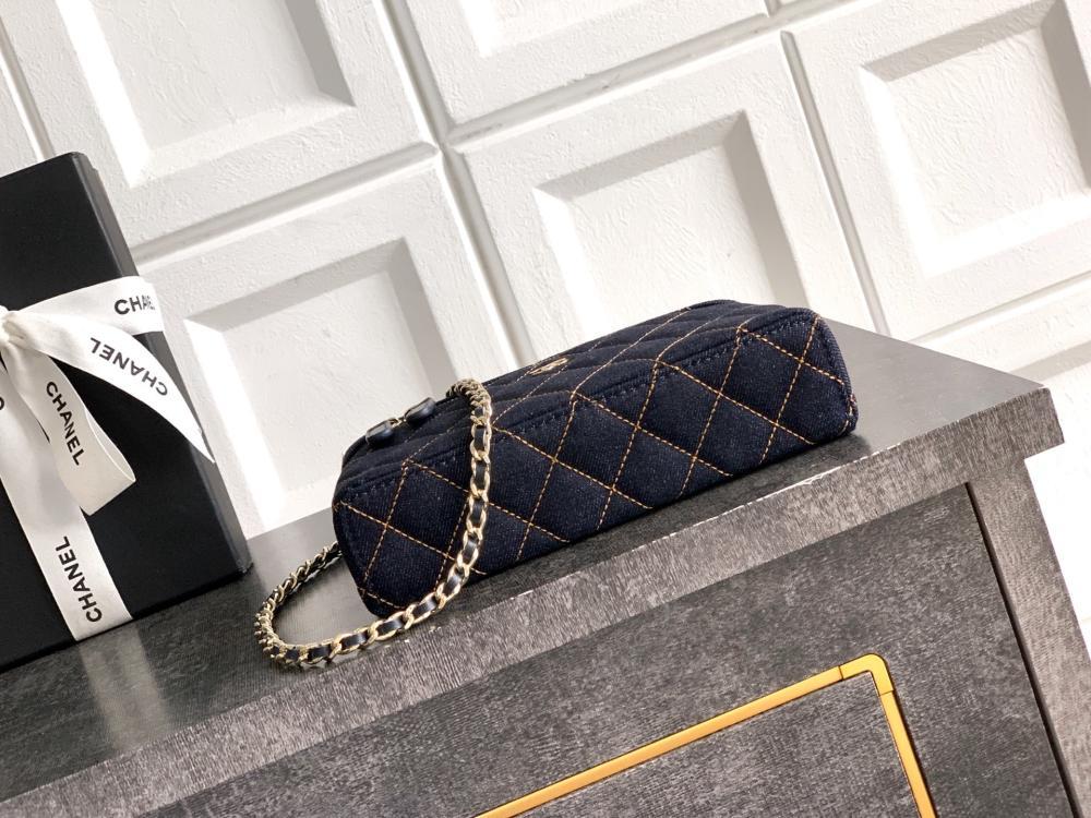 Embroidered Denim Shoulder Bag