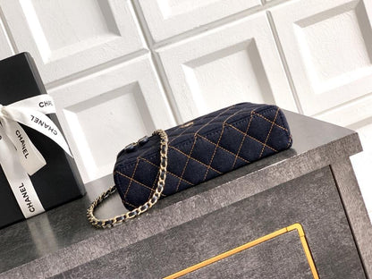 Embroidered Denim Shoulder Bag