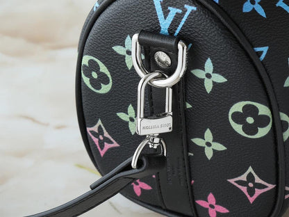 Modern Italian-Inspired Monogram Leather Shoulder Bag