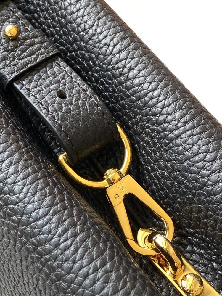 Gold Leather Top Handle Bag