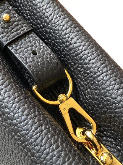 Gold Leather Top Handle Bag