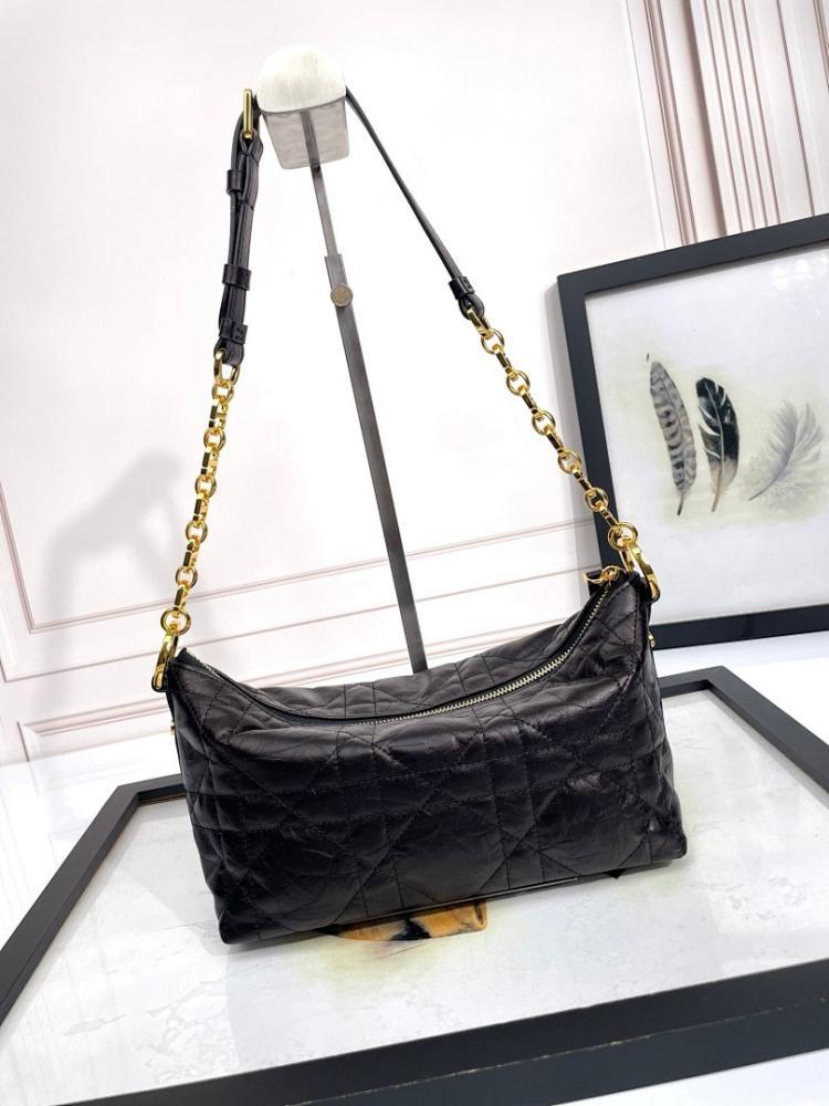 Luxury Refined Black Quilted Calfskin Shoulder Bag