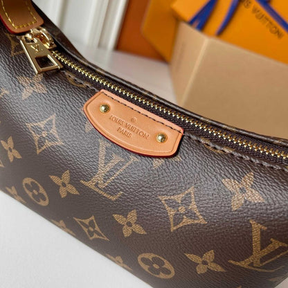 Italian-Inspired Elegant Black Monogram Leather Top Handle Bag