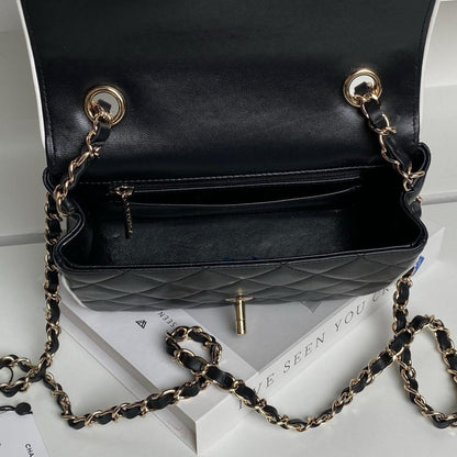 Gold Leather Top Handle Bag