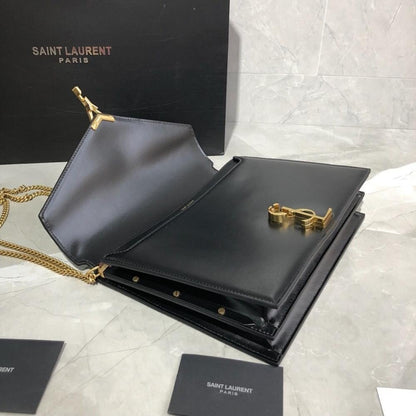 Modern Elegant Black Calfskin Top Handle Bag