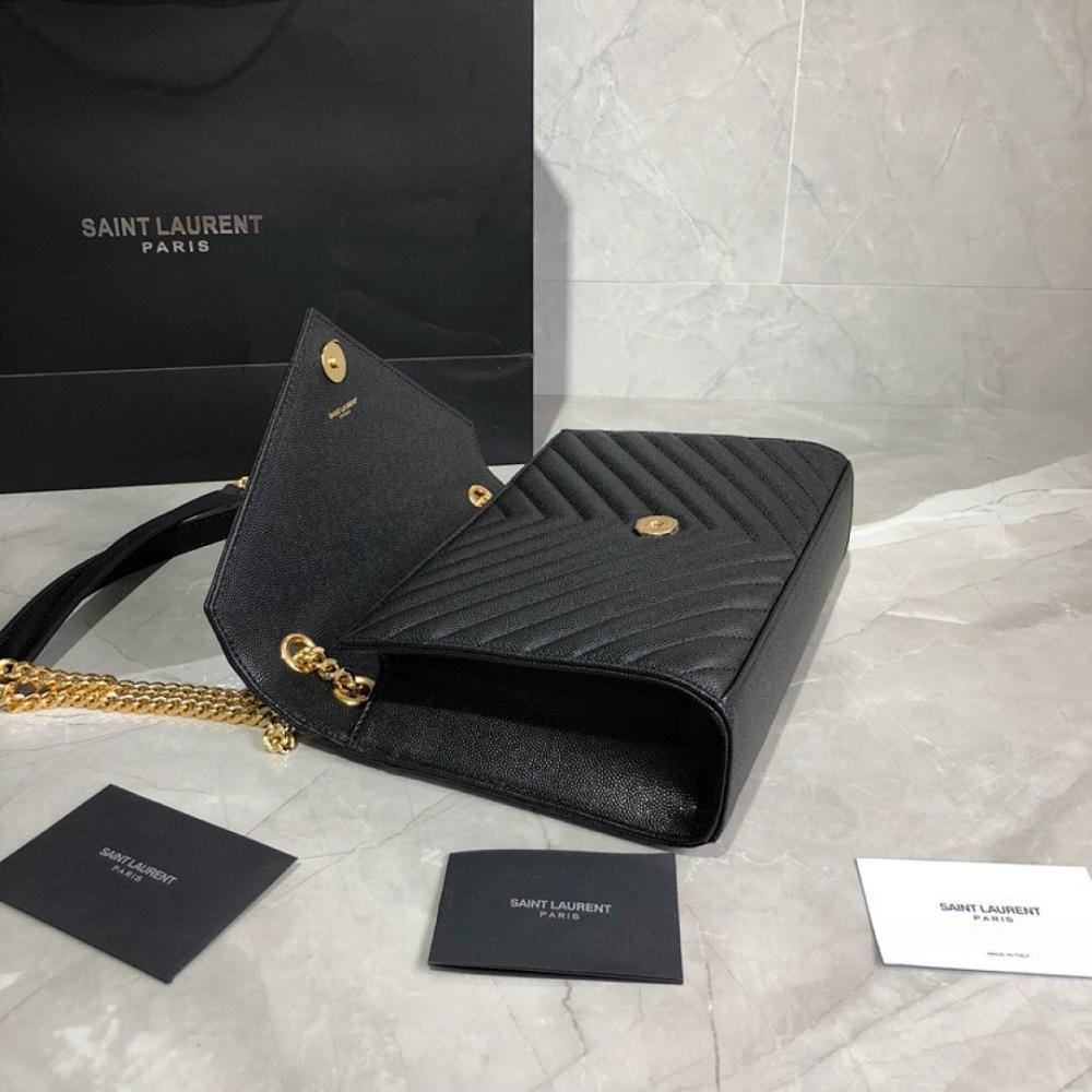 Modern Refined Black Leather Shoulder Bag