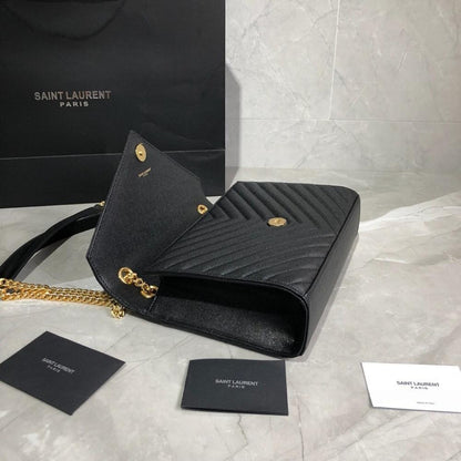 Modern Refined Black Leather Shoulder Bag