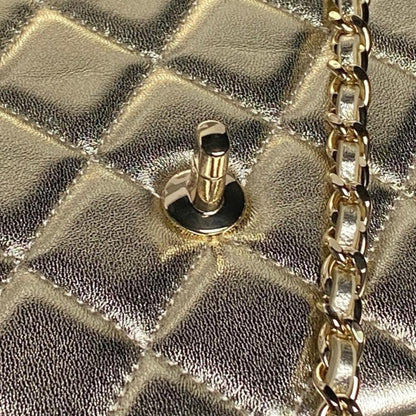 Gold Leather Top Handle Bag