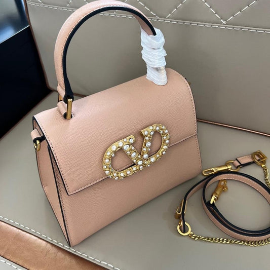 Garavani VSLING Crystal-Embellished Calfskin Shoulder Bag