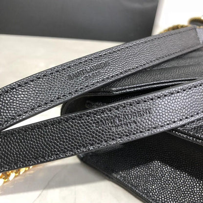 Italian-Inspired Luxury Black Leather Shoulder Bag