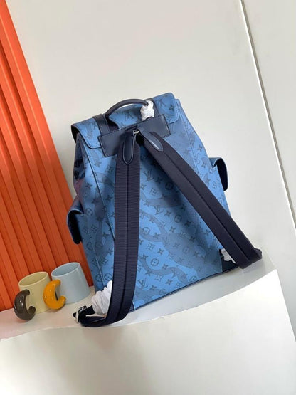 Arco Blue Monogram Leather Shoulder Bag