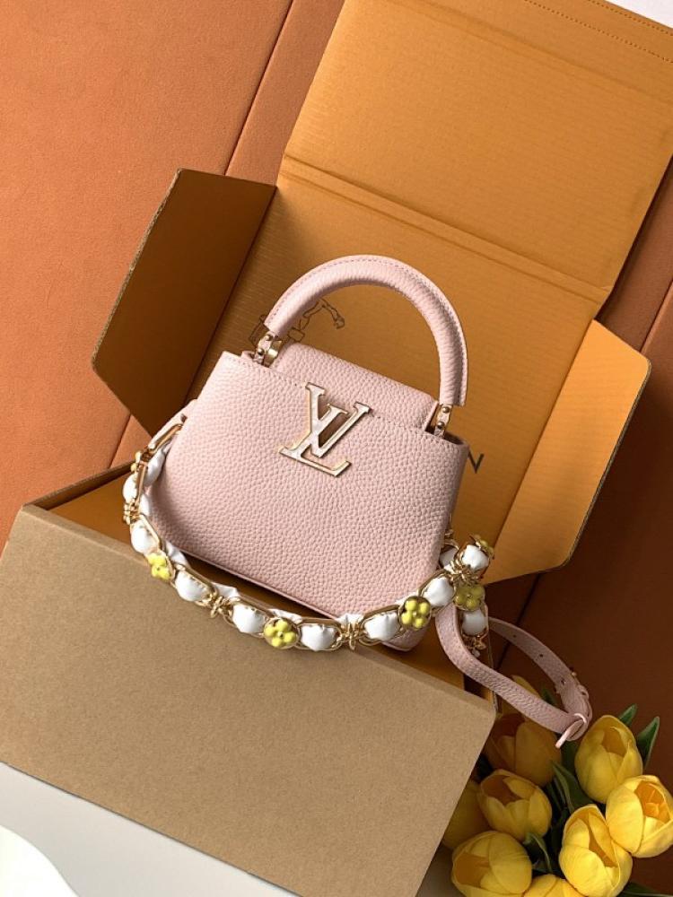 Gold Leather Top Handle Bag