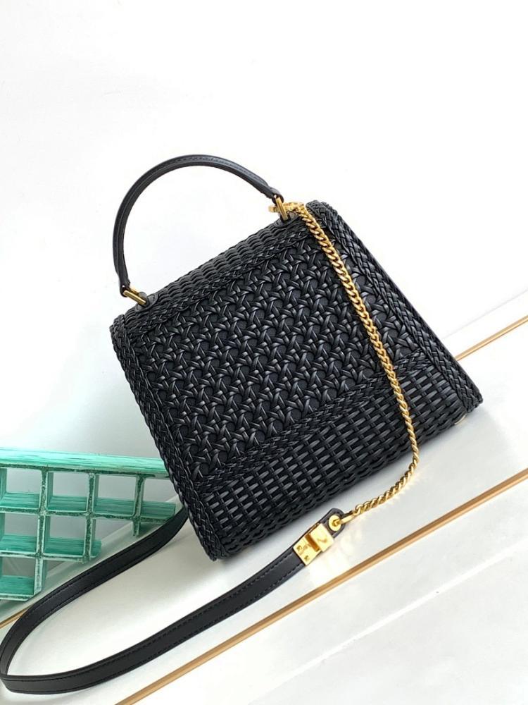 Classic Italian-Inspired Gold Woven Leather Shoulder Bag