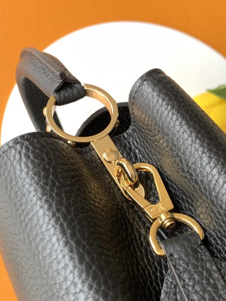 Gold Leather Top Handle Bag