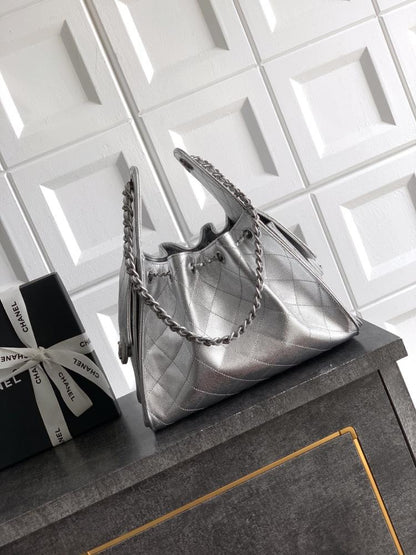 Gold Leather Bucket Bag