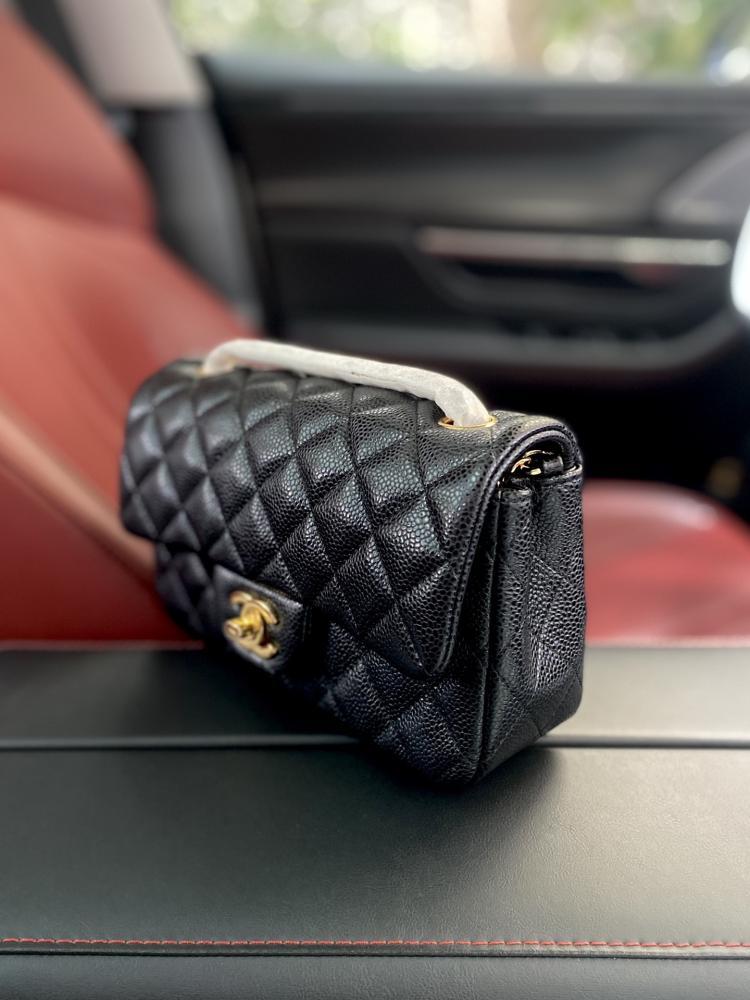 Classic Gold Lambskin Top Handle Bag