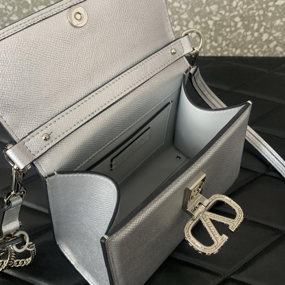 Crystal-Embellished Calfskin Shoulder Bag