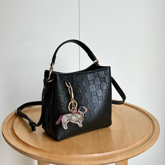 Classic Refined Brown Quilted Canvas Shoulder Bag