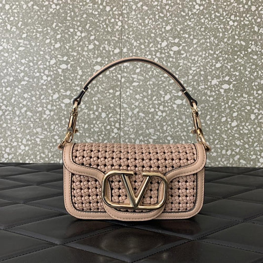 Woven Calfskin Top Handle Bag
