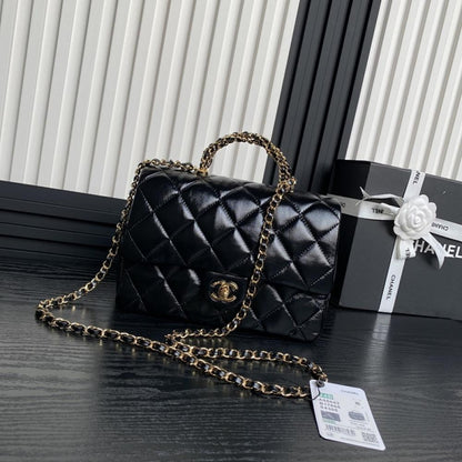 Woven Leather Top Handle Bag