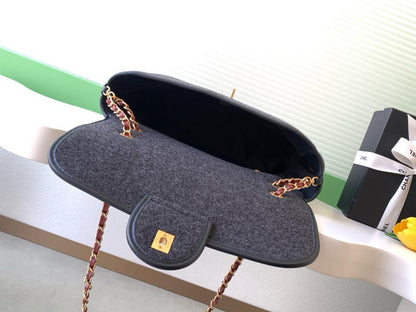 Gold Leather Top Handle Bag