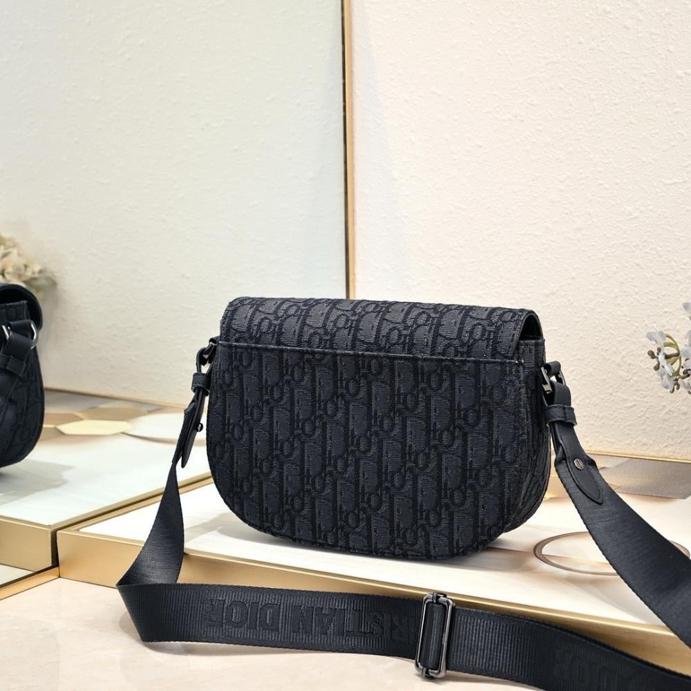 Saddle Black Printed Calfskin Shoulder Bag