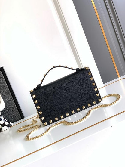 Italian-Inspired Stylish Studded Calfskin Shoulder Bag