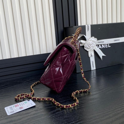 Elegant Lambskin Top Handle Bag