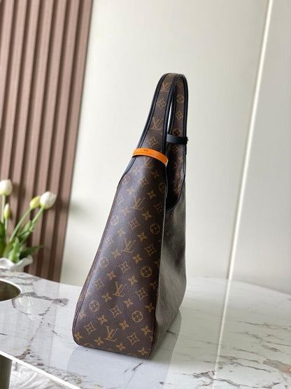 Classic Refined Monogram Leather Hobo Bag