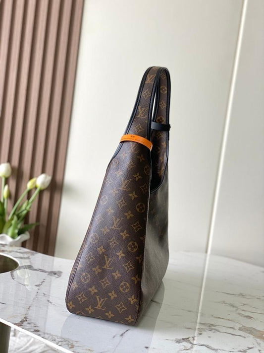 Classic Refined Monogram Leather Hobo Bag